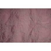 Tissu de sois Brodée  Muguet rose pétale  vendu au mètre
