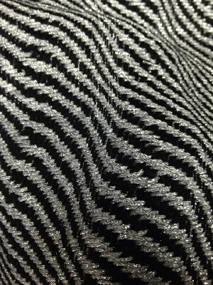 Tweed Rayé en biais noir et argent 