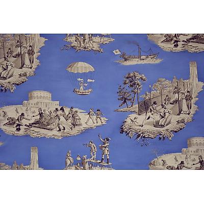 Toile de jouy Plaisirs D'Hiver Bleu