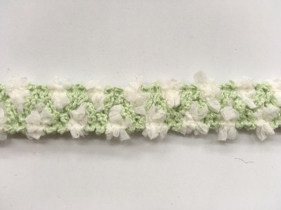 Galon "chanel" vert et blanc fils papier 