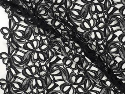Guipure couture noire avec un dessin de jolis noeuds 