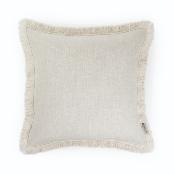 Coussin carré à franges esprit lin naturel