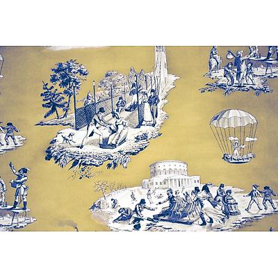 Toile de jouy Plaisirs D'Hiver Jaune