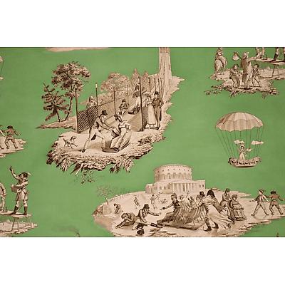 Toile de jouy Plaisirs D'Hiver Vert