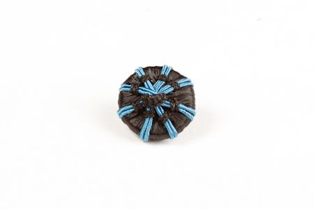 Bouton Ficelle Turquoise Noir