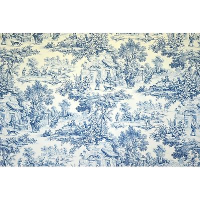 Toile de jouy Ronde Villageoise Bleu