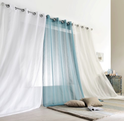 Voilages fantaisie rays polyester au mtre