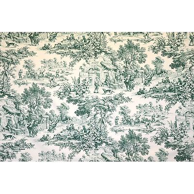 Toile de jouy Ronde Villageoise Vert