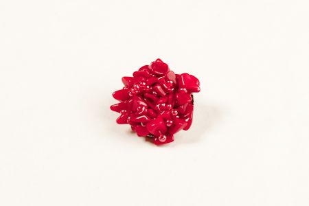 Bouton Fleur Perle Rouge et Rose