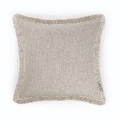 Coussin carré à franges esprit lin naturel