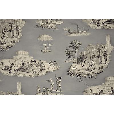 Toile de jouy Plaisirs D'Hiver Gris