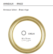 Tringles à Rideaux Collection Palace Laiton : 1 Anneau Creux en Laiton 40mm Diamètres