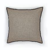 Coussin carré esprit lin brut finition bourdon noir