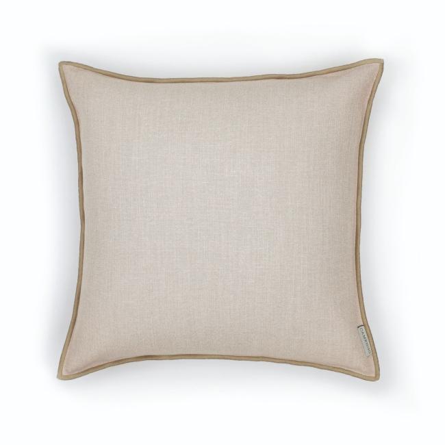 Coussin carré esprit lin finition bourdon sable